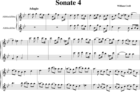Croft, William: Sonata 4 (for recorders AA) - Recorder 2:0