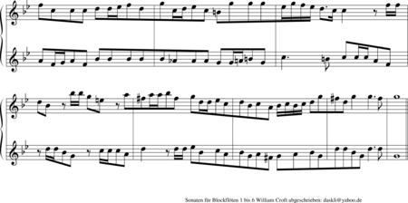 Croft, William: Sonate 6 (für Blockflöten AA) - Blockflöte 2:4