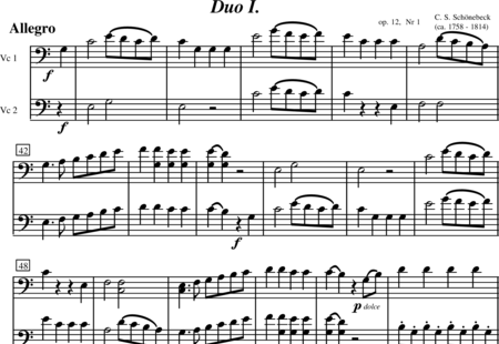 Schönebeck, C. S.: Duo 1 Allegro - Violoncello 2:0