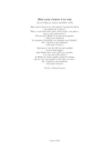 Saint-Saëns, Camille: Mon cœur s’ouvre à ta voix (Arie der Dalila aus Samson und Dalila) - Klavier:10