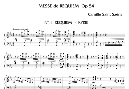 Saint-Saëns, Camille: Messe de Requiem: Kyrie Nr. 1 - Solo>Sop/Ten/Bass+Chor>SATB+Kl:0