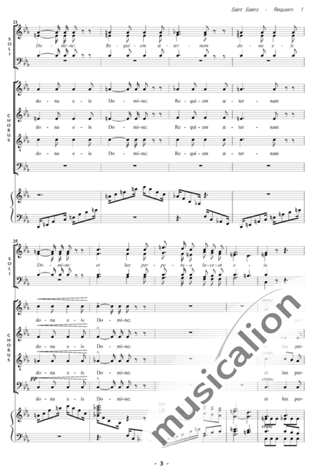 Saint-Saëns, Camille: Messe de Requiem: Kyrie Nr. 1 - Solo>Sop/Ten/Bass+Chor>SATB+Kl:2