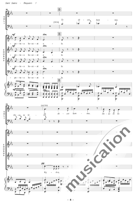 Saint-Saëns, Camille: Messe de Requiem: Kyrie Nr. 1 - Solo>Sop/Ten/Bass+Chor>SATB+Kl:3