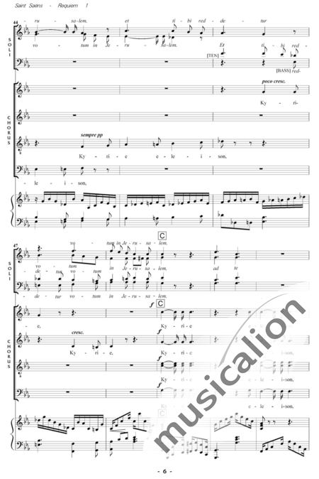 Saint-Saëns, Camille: Messe de Requiem: Kyrie Nr. 1 - Solo>Sop/Ten/Bass+Chor>SATB+Kl:5