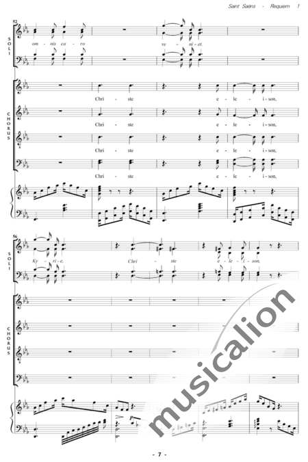 Saint-Saëns, Camille: Messe de Requiem: Kyrie Nr. 1 - Solo>Sop/Ten/Bass+Chor>SATB+Kl:6