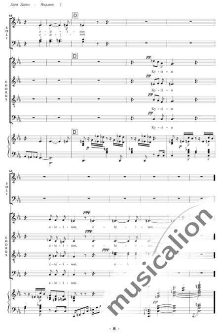 Saint-Saëns, Camille: Messe de Requiem: Kyrie Nr. 1 - Solo>Sop/Ten/Bass+Chor>SATB+Kl:7