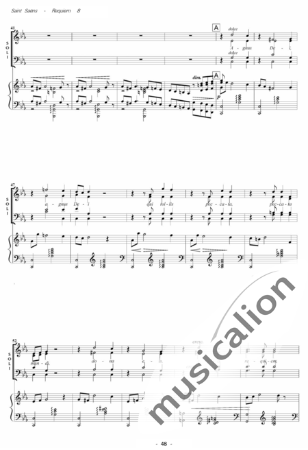 Saint-Saëns, Camille: Messe de Requiem: Agnus Dei Nr. 8 - Solo>Sop/Ten/Bass+Chor>SATB+Kl:2