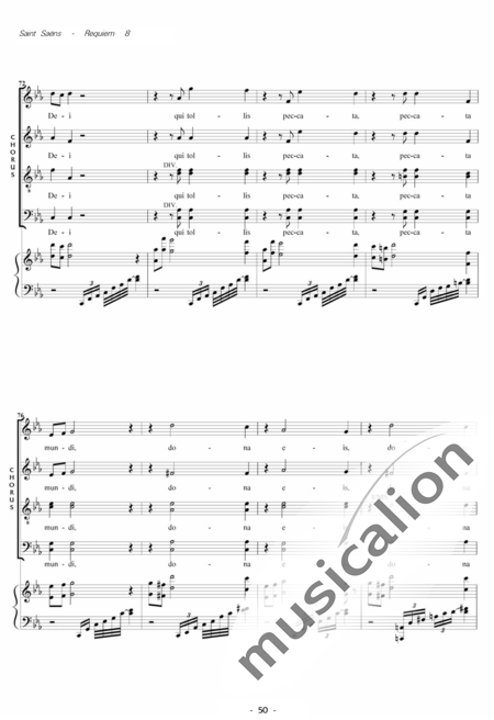 Saint-Saëns, Camille: Messe de Requiem: Agnus Dei Nr. 8 - Solo>Sop/Ten/Bass+Chor>SATB+Kl:4