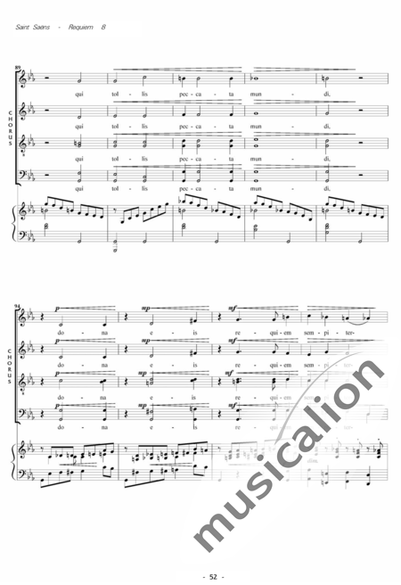 Saint-Saëns, Camille: Messe de Requiem: Agnus Dei Nr. 8 - Solo>Sop/Ten/Bass+Chor>SATB+Kl:6