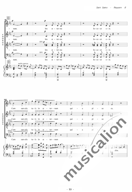 Saint-Saëns, Camille: Messe de Requiem: Agnus Dei Nr. 8 - Solo>Sop/Ten/Bass+Chor>SATB+Kl:7