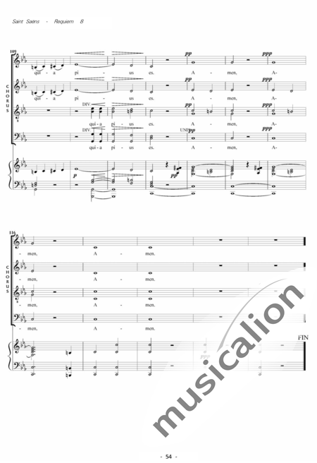 Saint-Saëns, Camille: Messe de Requiem: Agnus Dei Nr. 8 - Solo>Sop/Ten/Bass+Chor>SATB+Kl:8