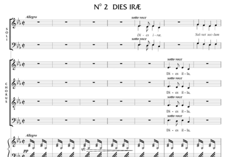 Saint-Saëns, Camille: Messe de Requiem: Dies Irae Nr. 2 - Solo>Sop/Ten/Bass+Chor>SATB+Kl:0
