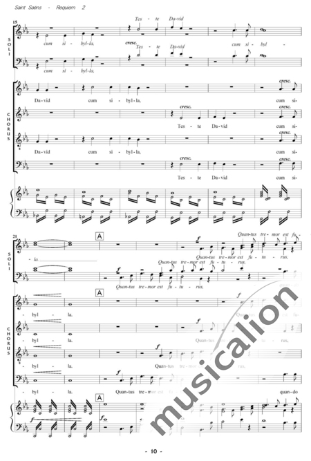 Saint-Saëns, Camille: Messe de Requiem: Dies Irae Nr. 2 - Solo>Sop/Ten/Bass+Chor>SATB+Kl:2