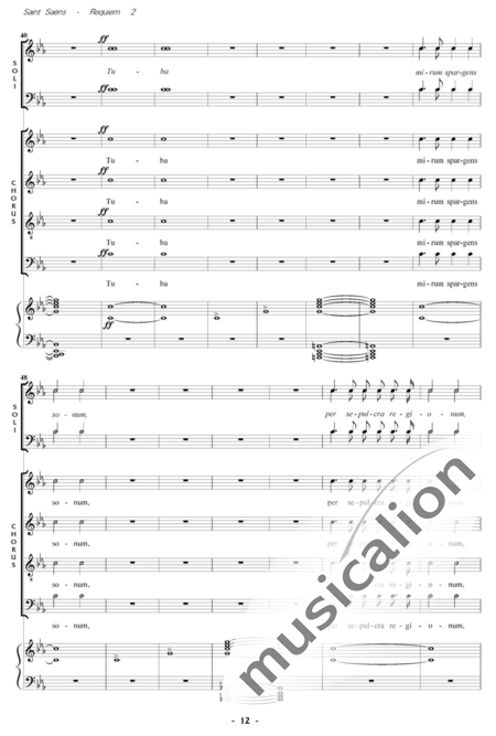 Saint-Saëns, Camille: Messe de Requiem: Dies Irae Nr. 2 - Solo>Sop/Ten/Bass+Chor>SATB+Kl:4