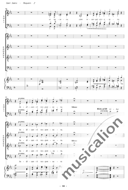 Saint-Saëns, Camille: Messe de Requiem: Dies Irae Nr. 2 - Solo>Sop/Ten/Bass+Chor>SATB+Kl:6