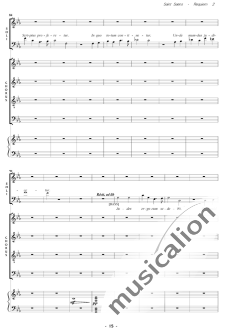 Saint-Saëns, Camille: Messe de Requiem: Dies Irae Nr. 2 - Solo>Sop/Ten/Bass+Chor>SATB+Kl:7