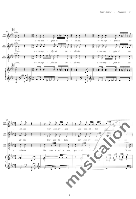 Saint-Saëns, Camille: Messe de Requiem: Oro Supplex Nr. 4 - Solo>Sop/Ten/Bass+Chor>SATB+Kl:2