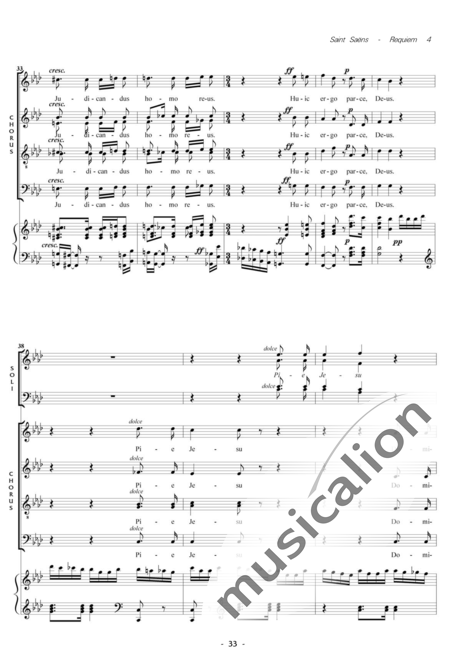 Saint-Saëns, Camille: Messe de Requiem: Oro Supplex Nr. 4 - Solo>Sop/Ten/Bass+Chor>SATB+Kl:4