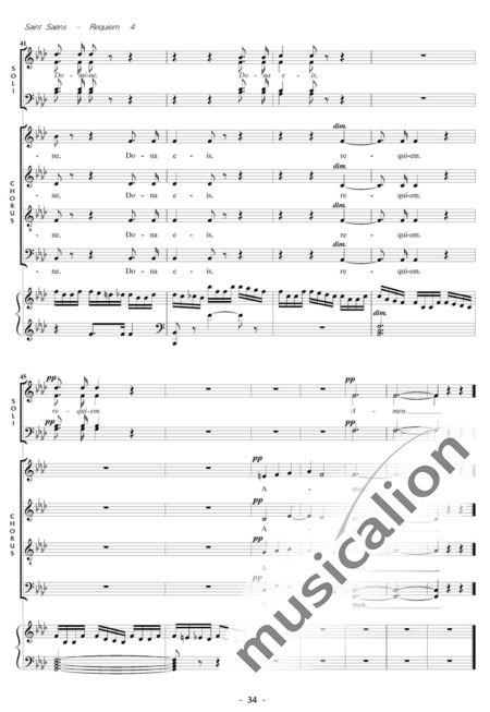Saint-Saëns, Camille: Messe de Requiem: Oro Supplex Nr. 4 - Solo>Sop/Ten/Bass+Chor>SATB+Kl:5