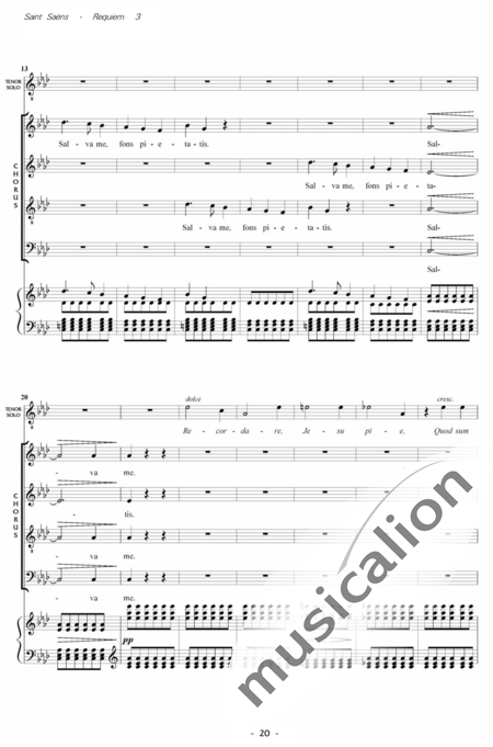 Saint-Saëns, Camille: Messe de Requiem: Rex Tremendae Nr. 3 - Solo>Sop/Ten/Bass+Chor>SATB+Kl:2