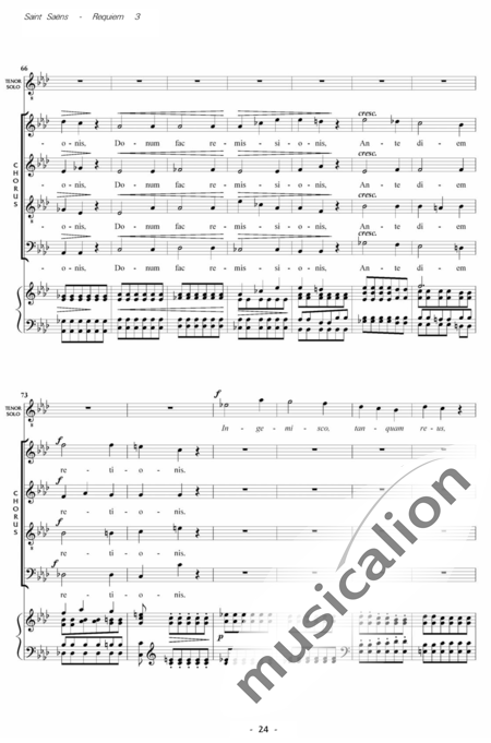 Saint-Saëns, Camille: Messe de Requiem: Rex Tremendae Nr. 3 - Solo>Sop/Ten/Bass+Chor>SATB+Kl:6
