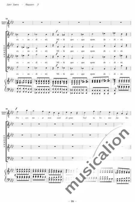 Saint-Saëns, Camille: Messe de Requiem: Rex Tremendae Nr. 3 - Solo>Sop/Ten/Bass+Chor>SATB+Kl:8