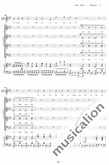 Saint-Saëns, Camille: Messe de Requiem: Rex Tremendae Nr. 3 - Solo>Sop/Ten/Bass+Chor>SATB+Kl:9