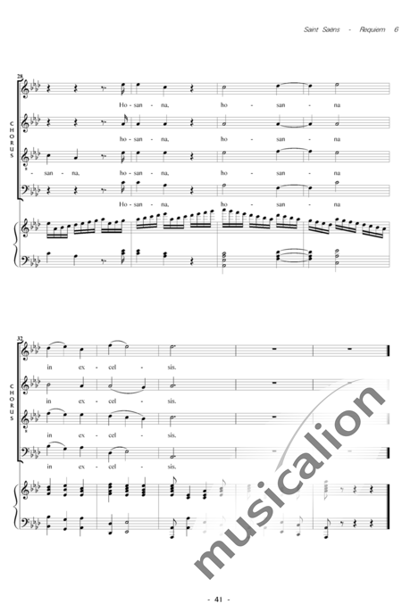 Saint-Saëns, Camille: Messe de Requiem: Sanctus Nr. 6 - Solo>Sop/Ten/Bass+Chor>SATB+Kl:4
