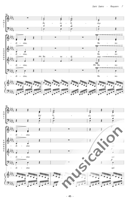 Saint-Saëns, Camille: Messe de Requiem: Benedictus Nr. 7 - Solo>Sop/Ten/Bass+Chor>SATB+Kl:4