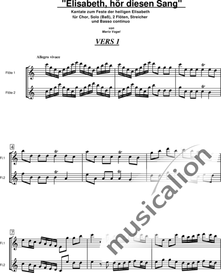 Vogel, Mario
: Elisabeth, escucha este canto Vers 1 - Coro>SATB+BC+[Vl2+Vla+Vc]:23