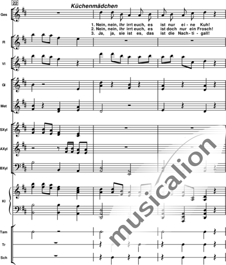 Vogel, Mario: Suche nach der Nachtigall (No. 6) - Choir>SA+Fl+[Xyl+Gs]+Pf:7