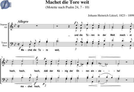Lützel, Johann (Jakob) Heinrich: Machet die Tore weit (Motet) - Choir>SATB:0