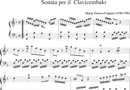 d'Agnesi, Maria Teresa: Sonata per il Clavicembalo - Klavier:0