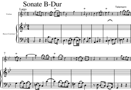 Telemann, Georg Philipp: Sonate B-Dur - Violine+Klavier:0
