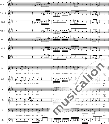 Bach, Johann Sebastian: Magnificat in D-Dur: 4. Omnes generationes - Chor>SSATB+[Fl2+Ob2]+[Vl2+Vla+Vc]:12