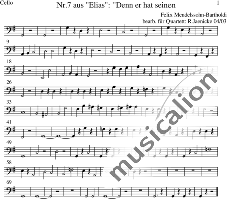 Mendelssohn Bartholdy, Felix: Pues Él ha enviado a su Ángel (arreglo para coro y Quinteto de cuerdas) - Coro>SSAATTBB+[Vl2+Vla+Vc]:15