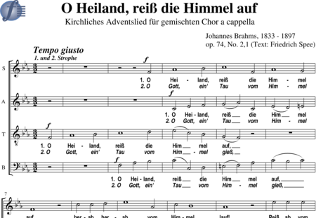 Brahms, Johannes: O Heiland, reiß die Himmel auf (Kurzform 1) - Chor>SATB:0