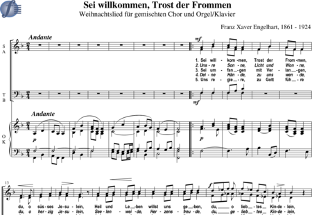 Engelhardt, Franz Xaver: Sei willkommen, Trost der Frommen - Choir>SATB+Organ:0