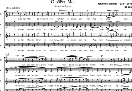 Brahms, Johannes: O süsser Mai - Choir>SATB:0