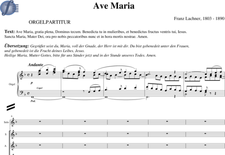 Lachner, Franz: Ave Maria - Solo>sop+Coro>SATB+Órgano:0