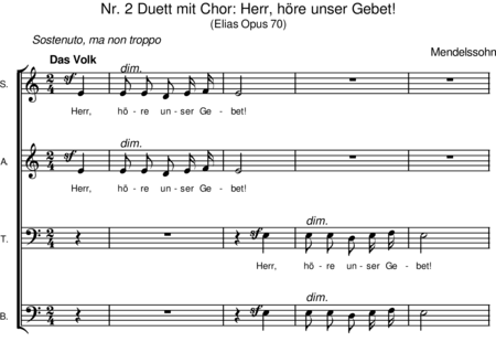 Mendelssohn Bartholdy, Felix: Herr, höre unser Gebet(Duett mit Chor) - Chor>SATB:0
