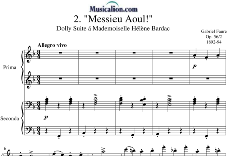 Fauré, Gabriel: 2. Messieu Aoul (Mi-a-ou) - Piano>4hands:0