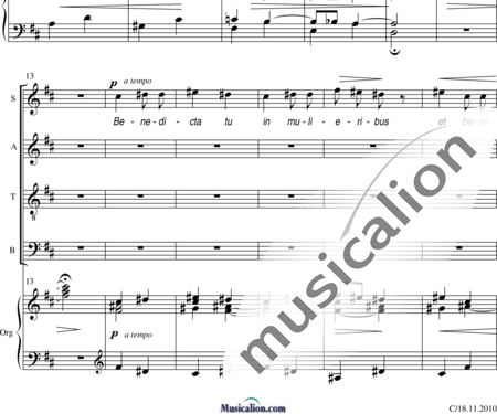 Vierne, Louis : Ave Maria (Motette) - Solo>Alt+Chor>SATB+Orgel:1
