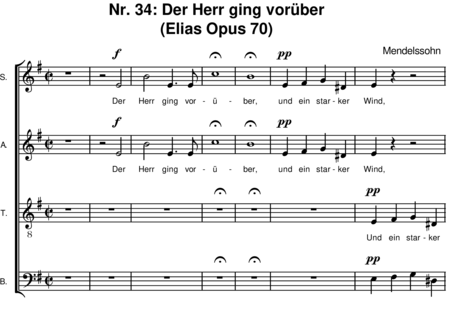 Mendelssohn Bartholdy, Felix: Der Herr ging vorüber (Chorstimmen) - Chor>SATB:0