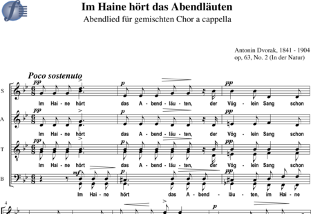 Dvorak, Antonin: Im Haine hört das Abendläuten (Abendlied) - Chor>SATB:0