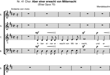 Mendelssohn Bartholdy, Felix: Aber einer erwacht von Mitternacht - Chor>SATB:0
