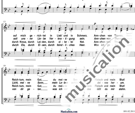 Silcher, Friedrich: Annchen von Tharau (Samländisches Volkslied) - Chor>SATB:1