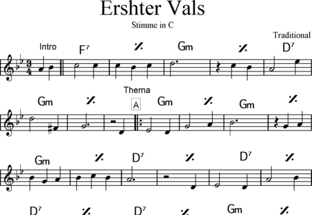 Anónimo, desconocido: Ershter Vals - Intrumentación flexible :0
