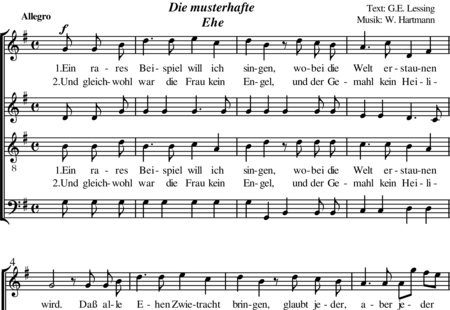 Hartmann, Werner: Die musterhafte Ehe (Ein rares Beispiel will ich singen) - Chor>SATB:0