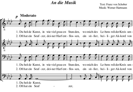 Hartmann, Werner
: A la Música (Du holde Kunst, in vieviel grauen Stunden) - Coro>TTBB:0